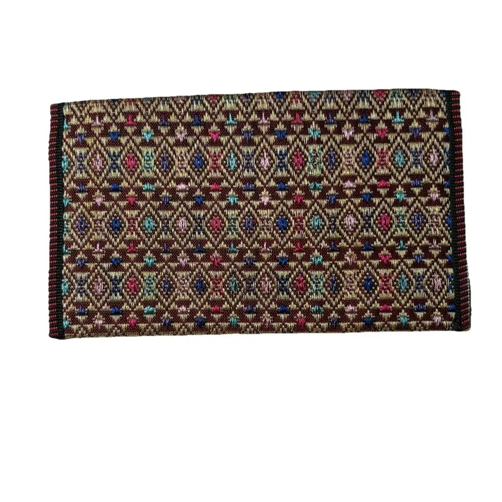 Vietnam Hand Stitch Embroidery Zipper Wallet Clutch Green, Blue Pink Red